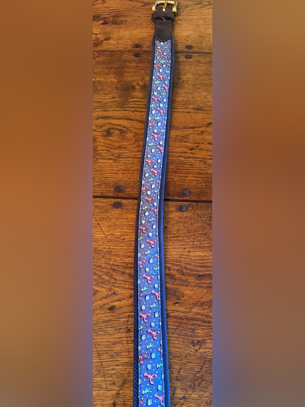 Vineyard vines Men’s Blue Seahorse Pattern Belt - Soft Leather Trim